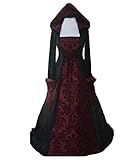 Vestito Medievale Donna Elegante Retrò Medievale con Maniche a Tromba Abito da donna Pavimento Cosplay Medievale Rinascimentale Vestito Lungo Gotico Stile rinascimento per carnevale feste rosso XL