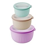 Pedrini 04GD208 Set 3 contenitori Ciotole Ermetici con Coperchio per frigo microonde Freezer Lunchbox, Colori Assortiti, Alti, Plastica