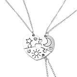 Ryaupy 3PCS Collane BFF Collana Dell amicizia - Forever Best Friends - Modello di Stelle, Iuna e Sole - per Amici di Compleanno Collana con Ciondolo Regali