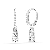 LeCalla Orecchini pendenti da donna in argento Sterling con zirconia cubica, Argento, Zirconia cubica