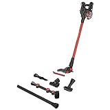 Hoover H-FREE 200 HF222AXL 011 Scopa Elettrica Senza Fili, Senza Sacco, 22W, 0,7 Litri, Autonomia 40 Minuti, Mini Turbo Spazzola, Luce Led, Nero/Rosso