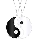 HLenyoy 2 Matching Yin Yang Bff Coppie Collana Catena Amicizia Fidanzata Donne Uomini Best Friend Necklace Regali per San Valentino Compleanno (Silver)