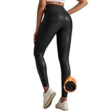 Getervb Leggings Pelle Donna Push Up Vita Alta Leggins in Ecopelle Sexy Pantaloni Collant Leggins Similpelle Opachi Elastici