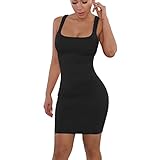 AMABILEMIA Vestito Sexy Donna Estivo Abito Corto Elegante Nero Tubino da Sera Senza Maniche Vestito Estate Aderente Casual Discoteca AM381 (Taglia L)