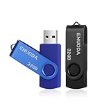 ENUODA Chiavetta USB 32GB 2 Pezzi Pennetta Girevole USB 2.0 Unità di Memoria Flash per Archiviazione Dati con Luce LED (Colore: Blu Nero)