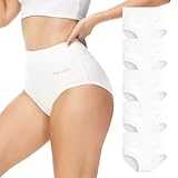 Momoshe Mutande Donna Cotone Vita Alta Pacco da 5 Slip Traspirante Culotte Comode Elasticizzato Intimo Bianco L