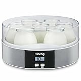 H.Koenig Yogurtiera 7 vasetti ELY70, Capacità 7 x 160 ml, Programmabile fino a 15 ore, Display LCD, Corpo in acciaio inox, Lavabile in lavastoviglie, Arresto automatico, Potenza 15 W