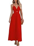 CUPSHE Maxi abito casual da donna con scollo a V, senza maniche, attorcigliato, con stampa floreale, motivo cachemire, estivo, lungo, per feste, cocktail, linea ad A, Rosso, XL