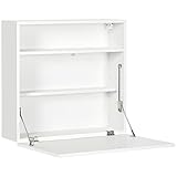 HOMCOM Scrivania sospesa da parete con ripiano ribaltabile e 3 scomparti, 64 x 20 x 60 cm, colore: Bianco