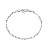 Amberta Bracciale da Donna in Argento Sterling 925 Lunghezza 18 cm: Maglia Sfere 2 mm