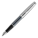 Waterman Emblème Penna Stilografica, Grigia (Deluxe), Pennino Medio