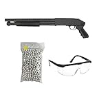 SAIGO Pistola Airsoft-Short M500 con testa lunga con molla + 600 proiettili, materiale: plastica, carica manuale, potenza: 0,5 Joule