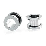 Aeici 2 Pezzi Tunnel e Plug Lobo, Set Dilatatori Acciaio Chirurgico Dilatatori Lobo Uomo Flesh Tunnel 4mm Argento Cerchio