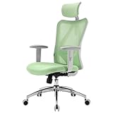 SIHOO M18 Sedia ergonomica da ufficio, sedia da scrivania con poggiatesta regolabile e supporto lombare, sedia girevole direzionale con schienale alto per l ufficio di casa (Verde Chiaro)