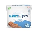 WaterWipes Original Salviette a Base Vegetale per Neonati, 240 Unità (4 Confezioni), Salviette 99,9% a Base di Acqua, senza profumo per Pelli Sensibili