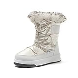 JOMIX Stivali Donna Doposci Stivaletti Invernali da Neve Pelosi Caldi Scarpe Impermeabile da inverno MD9542 (Bianco, 40)