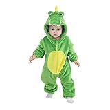 LOLANTA Costume da Coccodrillo per bambino, Tutina in Pile Felpa con Cappuccio(Verde,2-3 anni