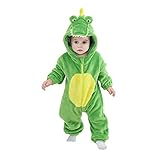 LOLANTA Costume da Coccodrillo per bambino, Tutina in Pile Felpa con Cappuccio(Verde,2-3 anni