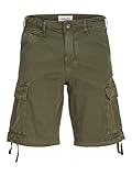 JACK & JONES Jpstcole Jjtucker Cargo Short SN Pantaloncini, Verde Oliva. Dettagli: Tinta Unita, XL Uomo