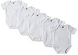 Care Body SS (5-pack), Body Maniche Corte Unisex - Bimbi 0-24, Bianco White (100), 1-2 mesi