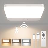 FULEN Plafoniera LED Soffitto con Sensore di Movimento, Senza Fili Lampadario Bagno, Lampada LED Ricaricabile da 6000 mAh Batteria, Lampadari Moderno per Cameretta, Cucina, Balcone, Garage