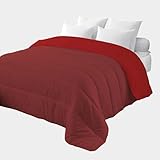 Corredocasa Piumino Letto Matrimoniale 4 Stagioni 250x260 - Piumone Autunnale Invernale con Imbottitura 350gr/mq - Coperta Trapunta di Microfibra Sintetico Bicolore, Bordeaux/Rosso