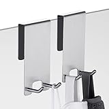 Kegii 2 Pezzi Gancio Doccia - Ganci Asciugamani Bagno, Ganci sopra Porta Adatto Box Doccia in Vetro Senza Cornice di Spessore da 6-12 mm, Acciaio Inox (Argento)