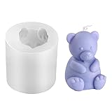 penobon Orso Stampo per Candele in Silicone per Realizzare Candele, 3D Stampi Silicone per Candele Profumate, Saponi, Cioccolato, Luci per Feste (Orso 02)