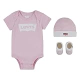 Levi s Classic Batwing Infant Hat Bodysuit Bootie Set 3Pc, Tutina per bambino e neonato Unisex - Bimbi 0-24, Rosa (Fairy Tale), 0-6 mesi