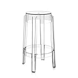 Kartell Charles Ghost Sgabello Medium, H. 65 cm, Set da 2, Policarbonato Trasparente o colorato in Massa, Cristallo, H. 65, 2 unità