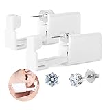 YIQI Bianco USA e Getta di Sicurezza Orecchio Corpo Naso Labbro Piercing da Ombelico Pistola Kit Acciaio Inox con Orecchino Bianco Corona - 2PCS