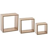 5 five simply smart - Set di 3 ripiani da parete, motivo: cubo, in cina, dimensioni: 15 x 9 x 15 cm (L x P x A). 20 x P x A 25 x P x A 25 cm