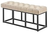 CLP Panca Design Chesterfield Amun in Stoffa E Metallo Nero Opaco I Panchina Ingresso Capitonné I Panchina Corridoio Casa O Ufficio, Colore:Tortora, Dimensione:100 cm