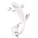 Usuny Luce notturna lucertola, lampada camaleonte, lampada da tavolo nordico per soggiorno camera da letto lampada da parete moderna in camaleonte animale, decorazione in resina bianca