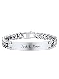 PROSTEEL Bracciale Uomo Personalizzato in Acciaio Inossidabile Argento 21cm Bracciale Personalizzato Uomo Braccialetto Uomo Incisione Personalizzata Bracciale con Scritta