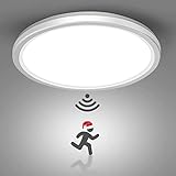 Wholede Plafoniera LED Soffitto con Sensore di Movimento, 18W 5000K Lampadario LED Soffitto con Sensore Radar, Lampada da soffitto per Bagno, Garage, Corridoi, Scale, Balcone Ø23CM