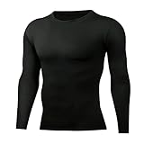 ATRACTIVOLL Maglietta a Compressione da Uomo Lunga, Maglia Termica da Corsa a Manica Lunga Fitness Asciugatura Rapida Camicia Maniche Lunghe Uomo Sport Maglia Intima Base Layer Ciclismo