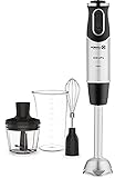 Krups Perfect Mix Frullatore a immersione HZ6568 | Blender | 1000 Watt | base in acciaio inox | 4 coltelli extra affilati | tecnologia Powelix | frusta | tritatutto da 500 ml | misurino da 800 ml |