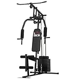 HOMCOM Palestra Multifunzione per Allenamento a Casa e Professionale, Stazione Fitnes in Acciaio con Pesi da 45kg, 135x103x210cm, Nero