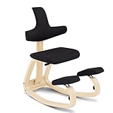 Varier Thatsit Balans Sedia ergonomica kneeling regolabile, con schienale, 10 anni di garanzia, Design by Peter Opsvik Natur/Nero