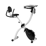 YM Cyclette da CASA Pieghevole SALVASPAZIO X-Bike Cardio Fitness, Sella Regolabile in Altezza, RICHIUDIBILE, Manubrio + POGGIASCHIENA + BRACCIOLI RECLINABILI, TAVOLINO Porta Computer E Tablet, Ruote