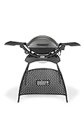 Weber Q2400 Barbecue elettrico, 55 x 39 cm, con base e tavoli laterali pieghevoli, grigio scuro (55020879)