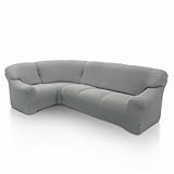 SOFASKINS® copridivano angolare super elastico, lavabile, con design esclusivo, traspirante, confortevole e resistente, copridivano, Facile da applicare, Dimensioni (340-540 CM) Grigio chiaro