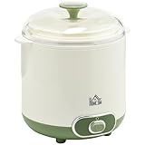 HOMCOM Yogurtiera 20W da 1.5L per 3-5 Persone con 2 Vasetti e Colino Incluso, Macchinario per Yogurt in Plastica, 19.5x17.5x21.4 cm, Bianca