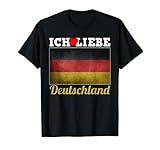 Maglietta con scritta in lingua tedesca "Ich Liebe Deutschland - Love Germany Heimat Patr Maglietta