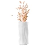 Navaris Vaso Alto da Interno 25 cm - Vaso Ceramica per Fiori - Vaso Bianco Moderno - Vaso a Forma di Sacchetto - Vasi Decorativi Interno Moderni Alti