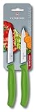 Victorinox Swiss Classic, set di 2 coltelli da verdura, di cui 1 con lama normale e 1 con lama seghettata, verde