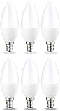 Amazon Basics Lampadina piccola a candela, a LED, attacco Edison E14 (SES), 5.5 W (equivalente a 40 W), luce bianca calda, non dimmerabili, confezione da 6