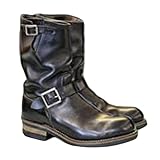 ORANDESIGNE Uomo Stivali Western Stivali da Cowboy Vintage Quadrato Testa Stivali da Lavoro Stivali da Moto B Nero 43