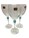 Luminarc Set di 3 bicchieri da vino Cortina vintage francesi Calici d acqua Palla verde in gambo